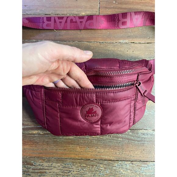 Pajar Canada Quilted Belt Bag Fanny Pack Crossbody Wine Berry Nylon - Picture 6 of 8
